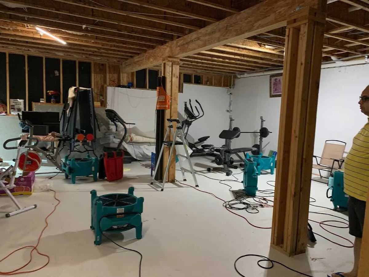 Basement drying equipment setup for Structural Drying in Rossville